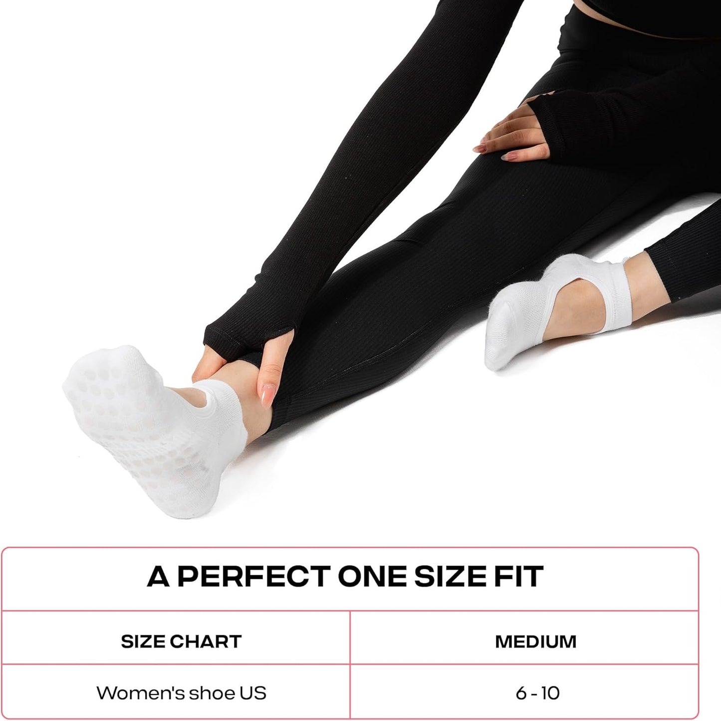 COOLMATE Pilates Socks with Grips for Women, Yoga Socks, Crew Non Slip Women for Barre, Pilates Gifts for Women - Colors A