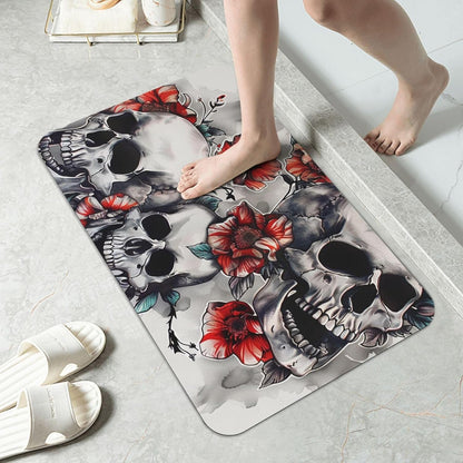 Skull Yoga Printed Rounded Corner Diatomaceous Doormat 31.5x19.7 Inch Bath Mat Rug Non Slip Shower Floor Mat, Absorbent Bathroom Rugs Mat for Anti Slip Shower Mat, Housewarming Gift