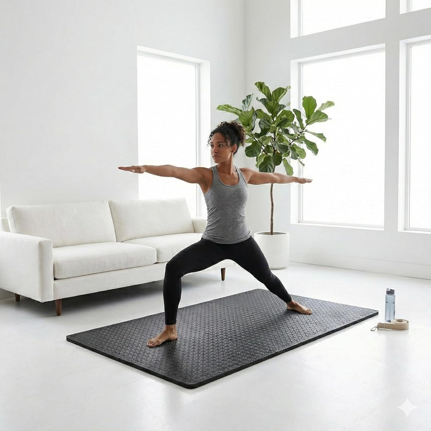 BalanceFrom Puzzle Exercise Mat 1" Thick, EVA Interlocking Foam Floor Tiles for Home Gym, Mat for Home Workout Equipment, Floor Padding for Kids, Black, 24 in x 24 in x 1 in, 24 Sq Ft - 6 Tiles