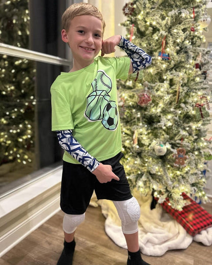 COOLOMG Basketball Leggings with Knee Pads for Kids Youth 3/4 Compression Pants Capri Tights Side Pockets