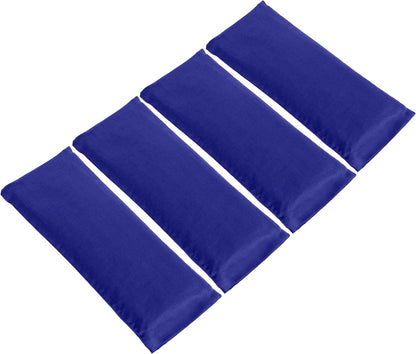4-Pack Unscented Sateen Eye Pillows, Low-Luster, 9’’ x 4’’ Flaxseed Weighted Eye Mask for Sleeping, Hot or Cold Therapy for Relaxation, Migraine, and Headache, Blue