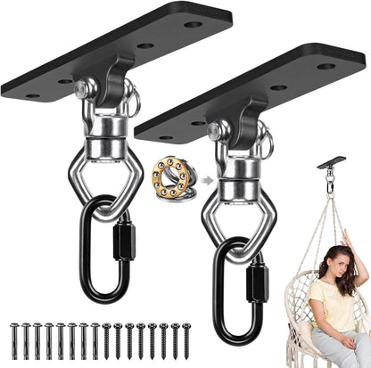 BeneLabel Swing Hanger with Bearing Swivel 800LB Capacity Stainless Steel Ceiling Mount Bracket Hanging Kit for Aerial Silks, Swings, Hammocks, Hanging Chair, Aerial Hoop, Heavy Bag, Yoga Swing