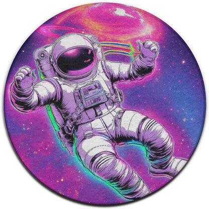 Home Decor Non Slip Kitchen Office Circle Rug, Machine Washable Modern Round Area Rug, Room Sofa Yoga Soft Round Carpet Purple Galaxy Trippy Space Astronaut Art, 36inch