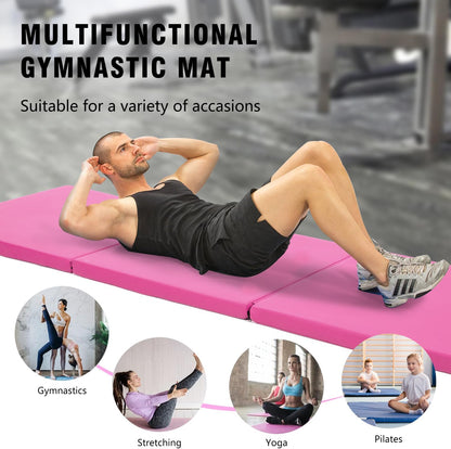 Gymnastics Tumbling Mat Portable Gymnastics Mat Foldable Tumbling Mat 2ft W 6ft L/4ft W 6ft L/4ft W 8ft L/4ft W 10ft Exercise Mat Yoga Mat with Carrying Handles for Yoga Gymnastics