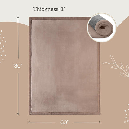 Hakuna Matte CloudSoft Mat for Floor 60" x 80" Beige – Coral Velvet Memory Foam Rug – Non-Slip, Water-Resistant
