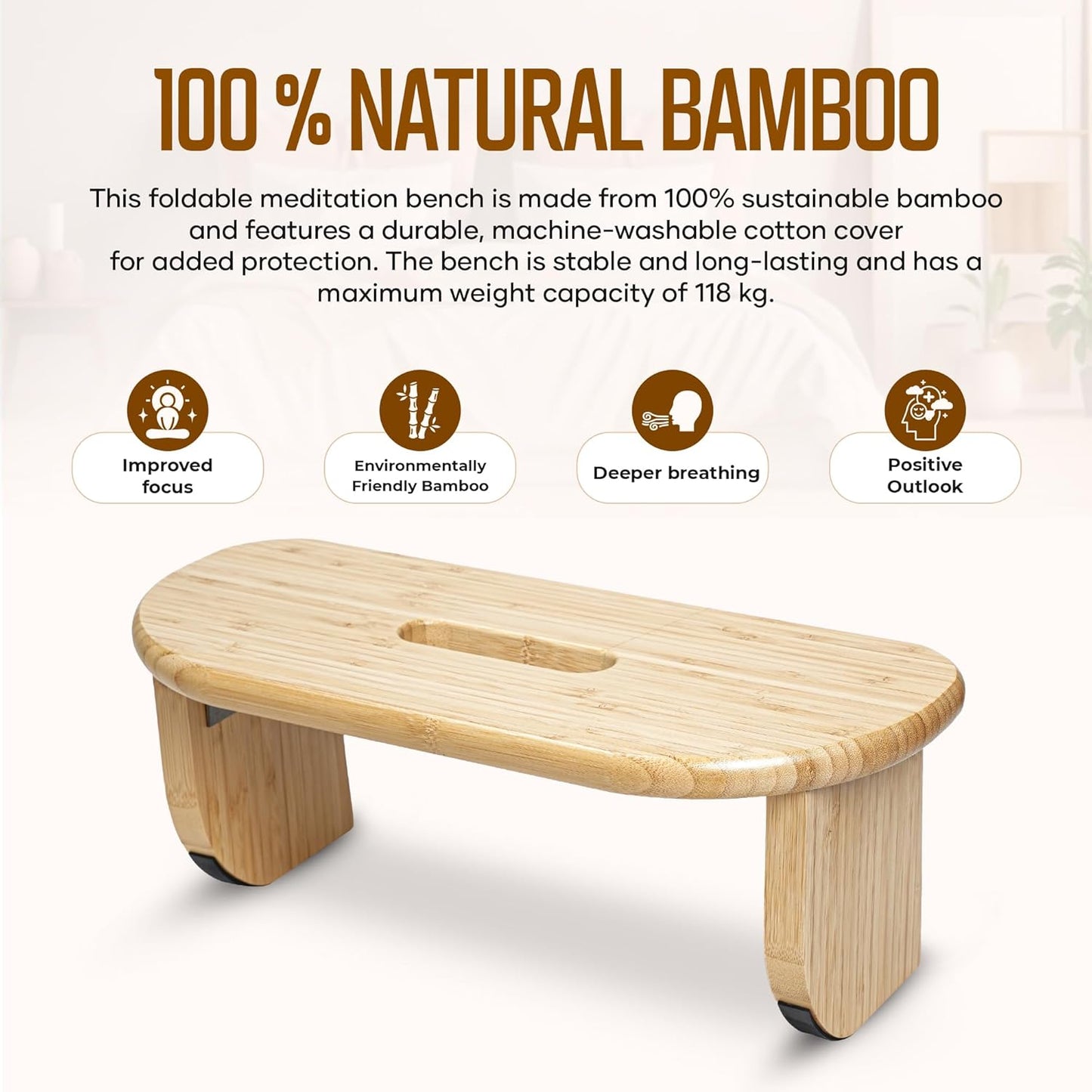 NIXSCALINO Folding Meditation Bench | Bamboo Kneeling Stool with Rocking mechanism - Portable Cross Legged Folding Seiza Chair