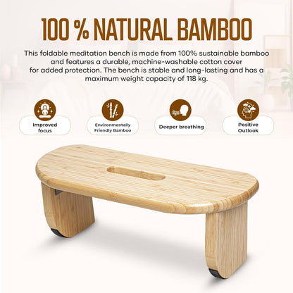 NIXSCALINO Folding Meditation Bench | Bamboo Kneeling Stool with Rocking mechanism - Portable Cross Legged Folding Seiza Chair