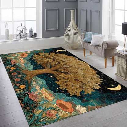 Tree of Life Area Rug – Bohemian Mandala Carpet for Living Room, Bedroom, Meditation Space, Yoga, Spiritual Home Décor – Large Soft Floor Mat for Indoor Decoration (TOL08)