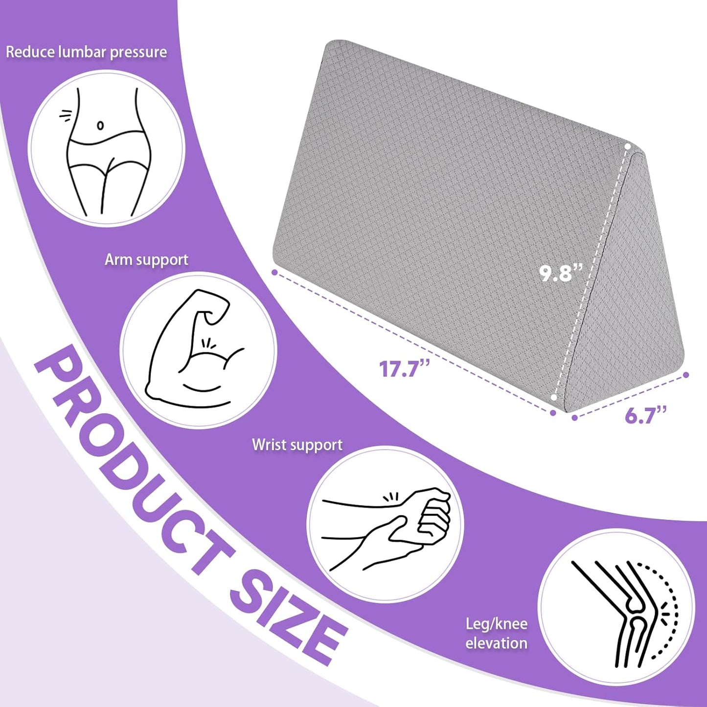 Small Wedge Pillow, Small Wedge Pillow for Sleeping, Foam Wedge for Yoga, Laptop, Memory Foam Positioning, Foam Pillow for Chair, Provide Support and Relieve Fatigue(Blue-17.7")