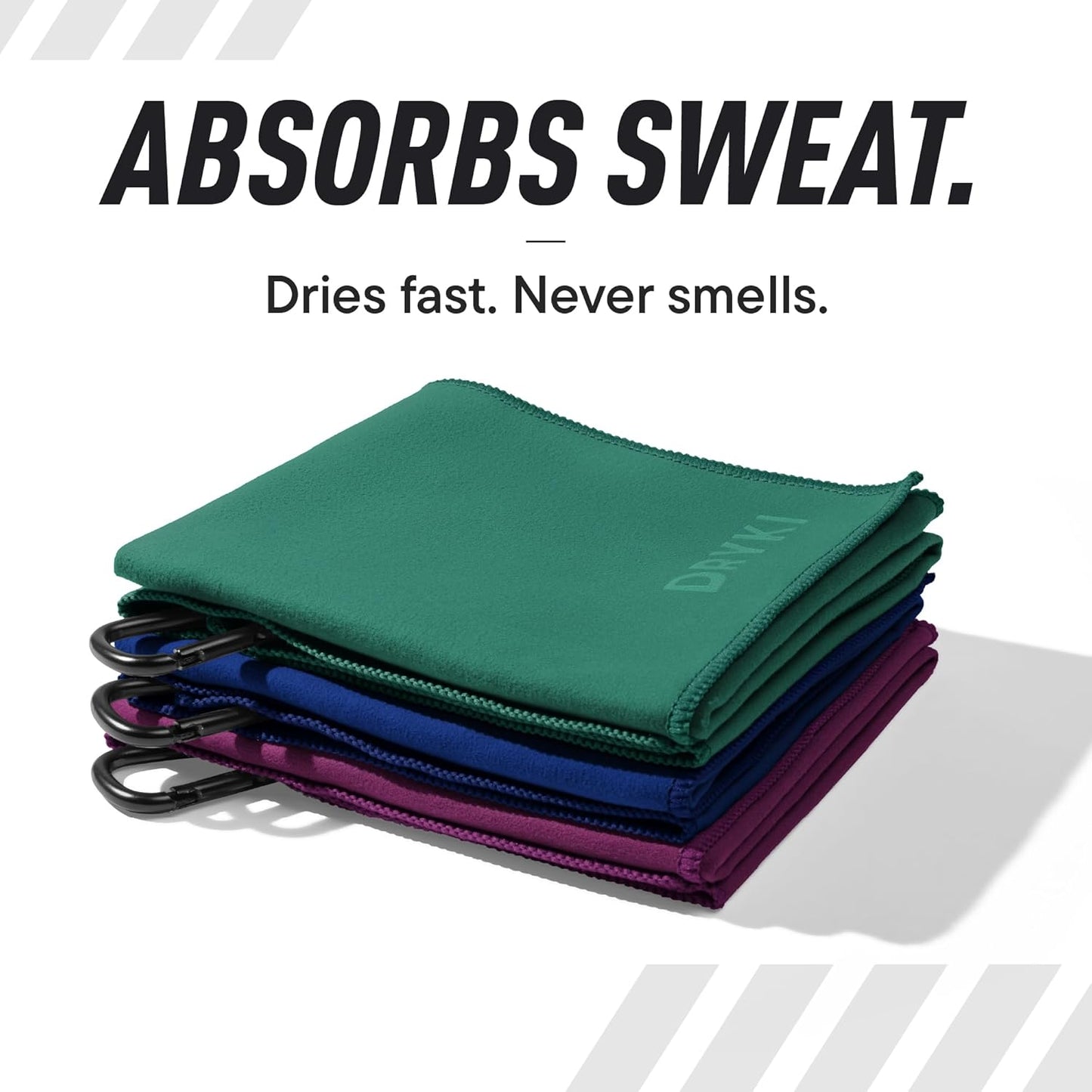 DRYKI Pocket-Sized Sweat Towels - The Original Sweat Absorbing Handkerchiefs - Quick-Dry Microfiber Sweat Rags for Face, Hands, & Body - Men & Women - Gym, Sports, and Work (Blue: 5 Pack)