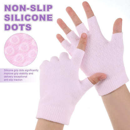 Eurzom 4 Pairs Fingerless Yoga Gloves with Grips for Women Silicone Dots Pilates Exercise Gloves Cotton Mittens Protection Equipments