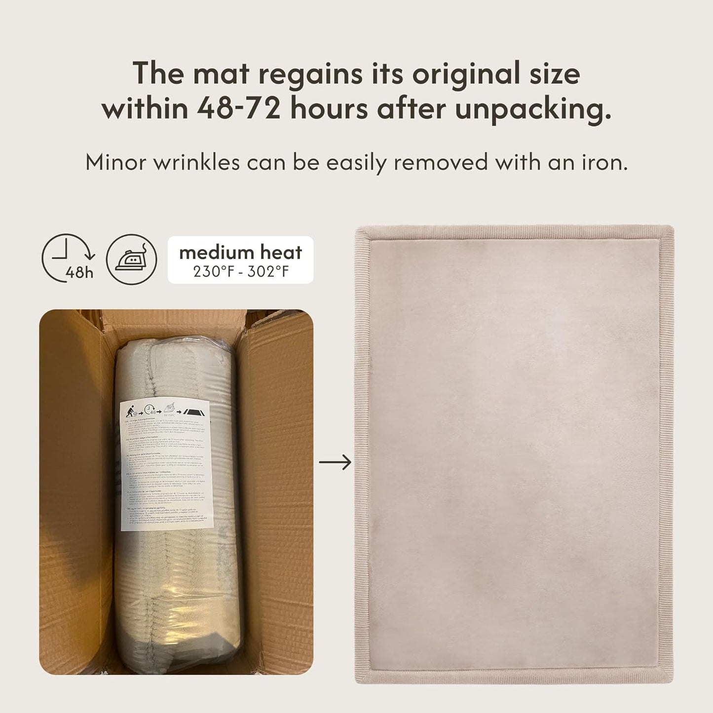 Hakuna Matte CloudSoft Mat for Floor 60" x 80" Beige – Coral Velvet Memory Foam Rug – Non-Slip, Water-Resistant