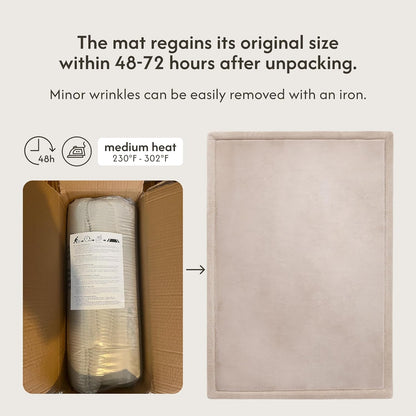 Hakuna Matte CloudSoft Mat for Floor 60" x 80" Beige – Coral Velvet Memory Foam Rug – Non-Slip, Water-Resistant