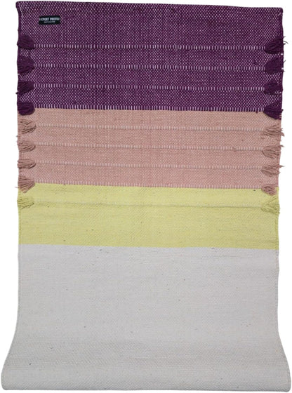 Indian Handmade100 % Organic Anti Skid Multi Colour Cotton Yoga Mat - Eco-Friendly Hand-Woven Rug - Non-Slip & Thick (24”x72”x5mm) for Hot yoga & Everyday Fitness at Home - Comfortable & Foldable Extra-Long Mat