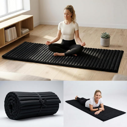 Leewadee - Kapok Roll Mat – Handcrafted Folding Sleep & Relaxation Mattress from Thailand, Ideal as Guest Bed, Camping Mat, Yoga Mat or Traditional Futon, 75 x 39 inches, Anthracite