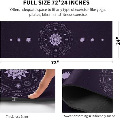 nuveti Yoga Mat Print Extra Thick TPE Non Slip Fitness Exercise Mat with Carrying Bag,72"x24" Extra Thick 6MM Exercise & Workout Mat for Yoga, Pilates Fitness and Floor Exercises - Colors B