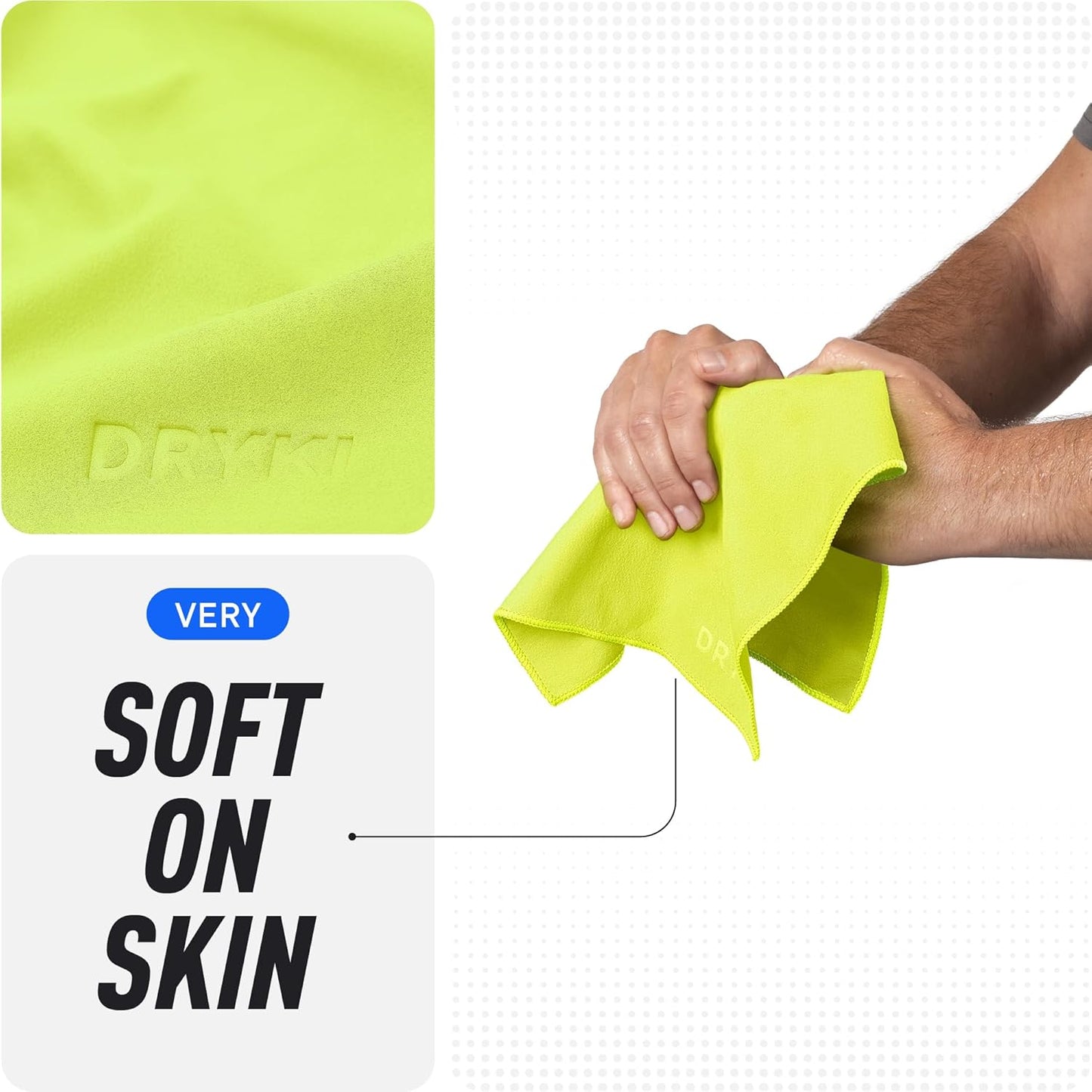 DRYKI Pocket-Sized Sweat Towels - The Original Sweat Absorbing Handkerchiefs - Quick-Dry Microfiber Sweat Rags for Face, Hands, & Body - Men & Women - Gym, Sports, and Work (Blue: 5 Pack)