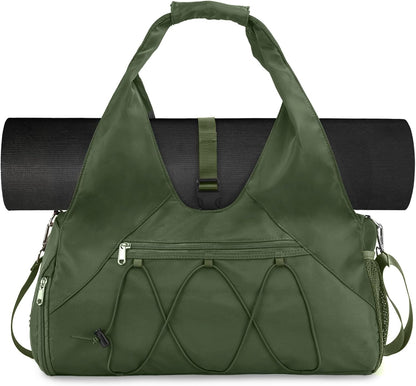 Forestfish Gym Bag For Women With Yoga Mat Holder & Shoe Compartment & Wet Dry Storage Pocket & Adjustable Strap