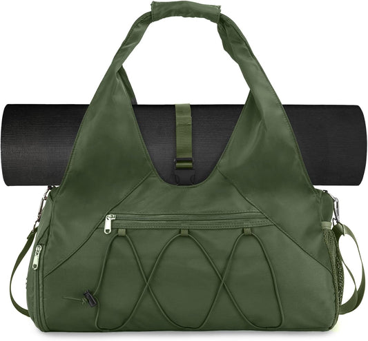 Forestfish Gym Bag For Women With Yoga Mat Holder & Shoe Compartment & Wet Dry Storage Pocket & Adjustable Strap