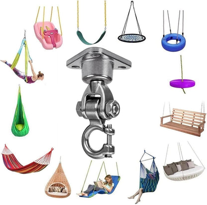 2 Antirust Swing Hanger Heavy Duty 360°+180°Rotation 1500LB Capacity Wood Playground Yoga Hammock Chair, Rope sandbag