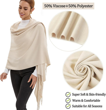 Pashmina Scarf and Shawl - Soft Women Pashminas Wrap for Wedding Evening Party dresses