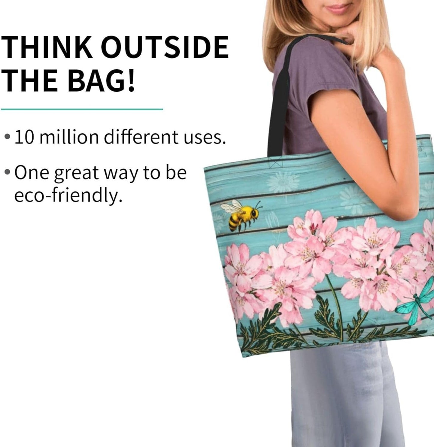 Tote Shoulder Bag Large Durable Reusable Eco-friendly Handbag Lightweight Stylish for Daily Use-19.7x15.7x5.9 Inch - Colors B