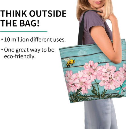 Tote Shoulder Bag Large Durable Reusable Eco-friendly Handbag Lightweight Stylish for Daily Use-19.7x15.7x5.9 Inch - Colors B