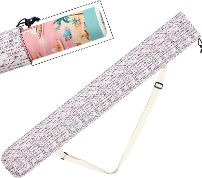Shinylin 35 Inch Mahjong Mat Carrying Bag with Strap, Printed Drawstring Mahjong Holder Bag Outdoor Travel Canvas Storage for Board Games, Yoga Mats, Tripod