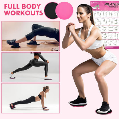 Goocrun Pilates Ring Set Exercise Equipment, with Exercise Resistance Bands Set, Pilates Ball, Sliding Disks. Portable Home Gym - with Fitness Guide Poster