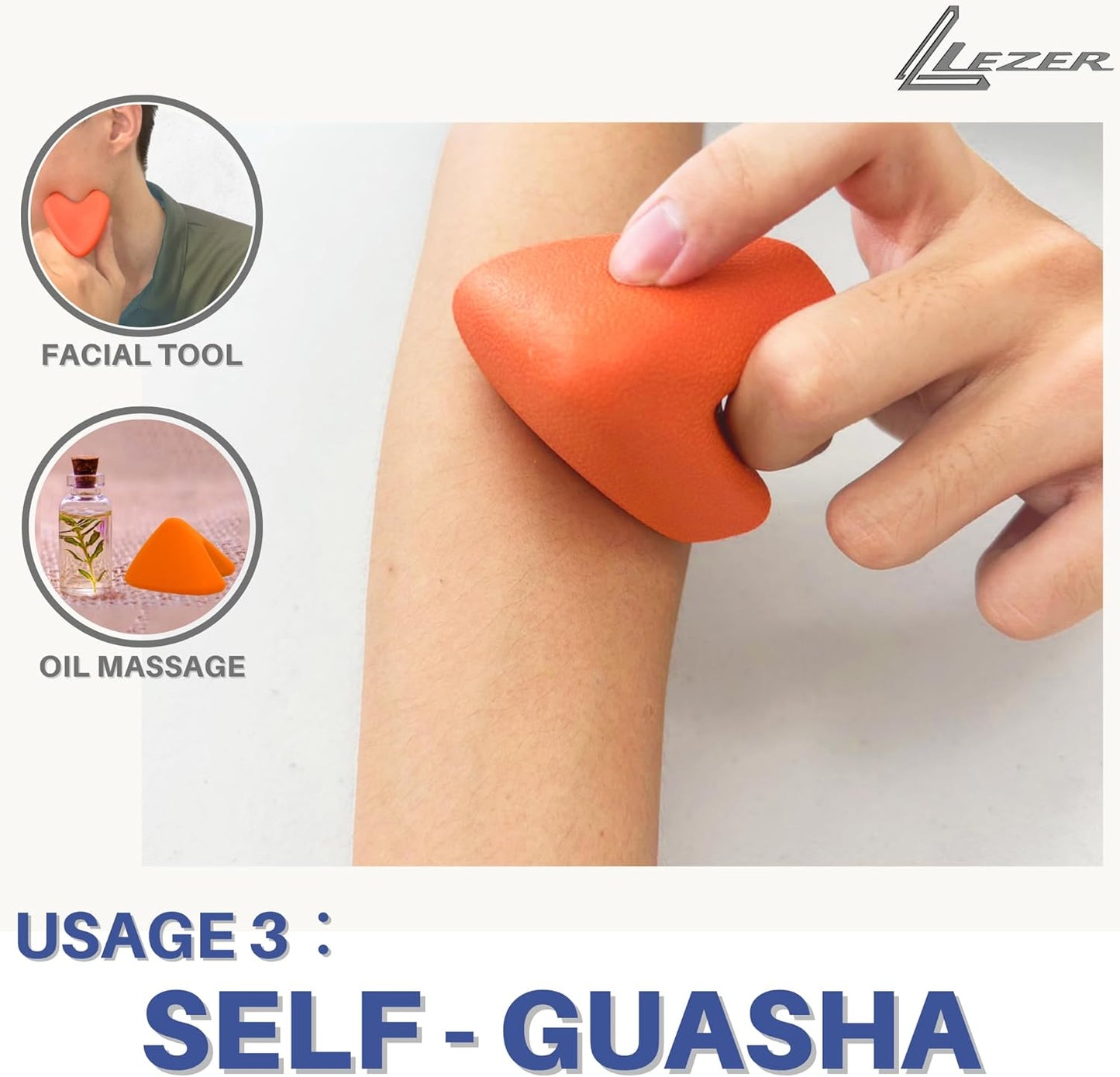 LEZER Trigger Massage Point, Manual Massage Ball, Muscle Knots Relief Tool, Myofascial Release, Physical Therapy, Deep Tissue Back Massage, Plantar Fasciitis, 2.9 in x 2.1 in (Blue)