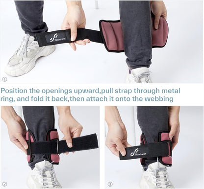 Sportneer Adjustable Ankle Weights Set - 1 Pair (2-10 lbs) Removable Sandbags for Women & Men, Comfortable Neoprene Leg Weights for Walking, Running, Pilates, Yoga, Home Workout & Physical Therapy