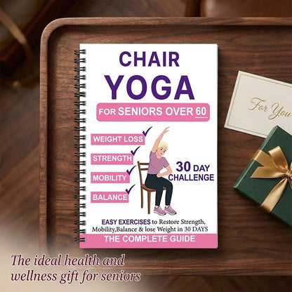Chair Yoga for Seniors Over 60, 30-Day Challenge Gentle Seated Yoga Exercises Guidebook, Step-by-Step Fitness Planners Instructions Books for Seniors Beginners – 8.2″ x 5.5″ Pink Yoga Book