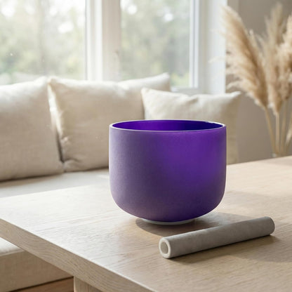 ALIOTH 7" B Note Crystal Singing Bowl Crown Chakra with Suede Mallet for Meditation, Yoga, Chakra Healing & Sound Therapy