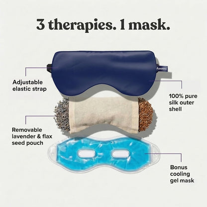ASUTRA Silk Eye Pillow for Sleep, Purple - Filled w/Lavender Buds & Flax Seeds, Weighted Eye Mask, Meditation & Light Blocking Blindfold, Cooling Gel Mask Included