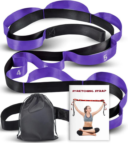 Acozycoo Stretching Strap with Loops for Physical Therapy,Yoga Strap for Stretching,Home Workout,Pilate & Flexibility Training,Non-Elastic Exercise Stretch Band for Hamstring,Leg Stretcher Belt,Flexibility Fascia
