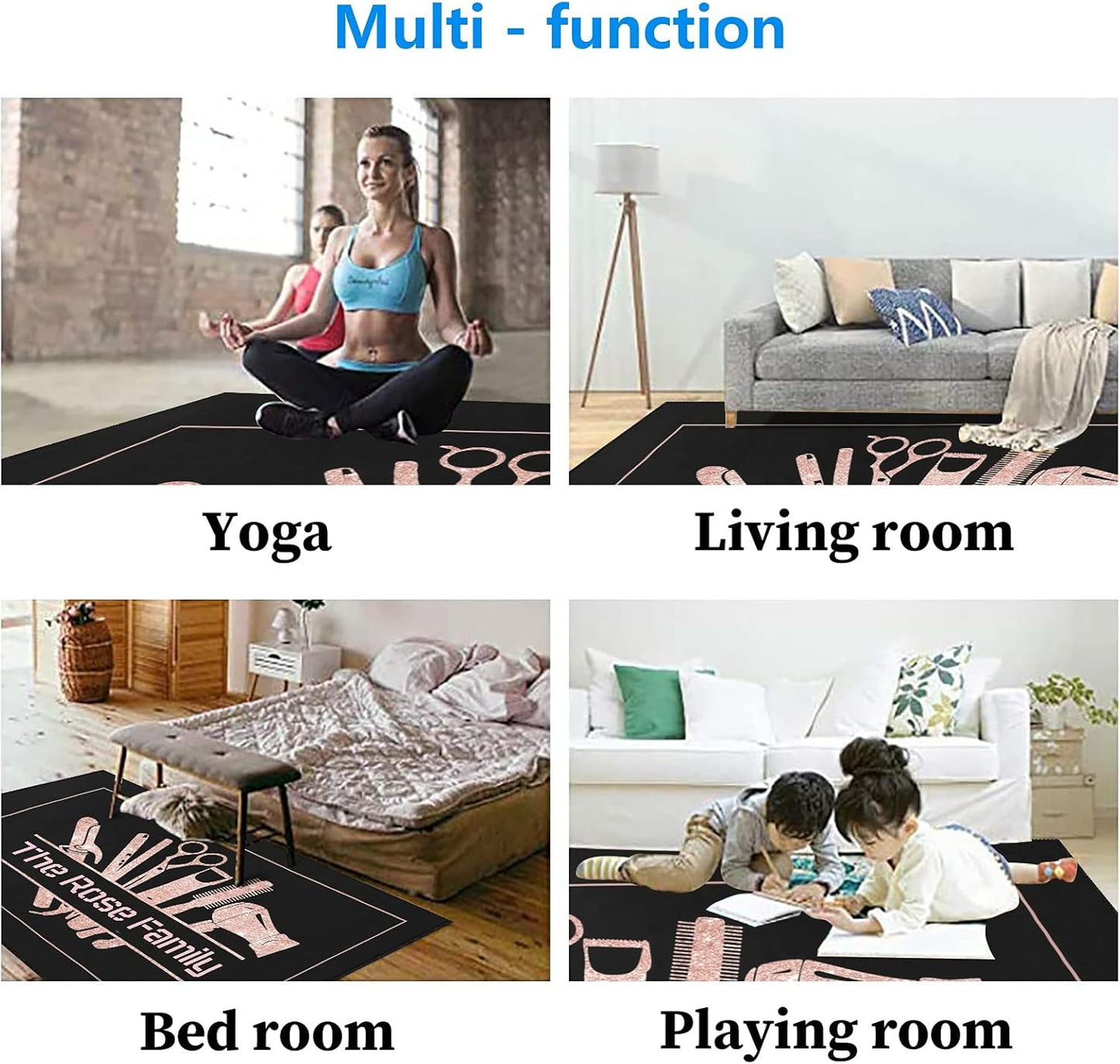 Barber Shop Welcome Salon Area Rug Custom Personalized Carpet for Living Room Yoga Bedroom Playing Room Camping 5.2'x7.5'