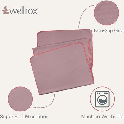 Wellrox Microfiber Yoga Mat Towel with Grip – Ultra Absorbent, Super Soft, and Quick Dry Hot Yoga Towel Non Slip for Pilates, Bikram, and Fitness Workouts (74” x 26”, Pink)