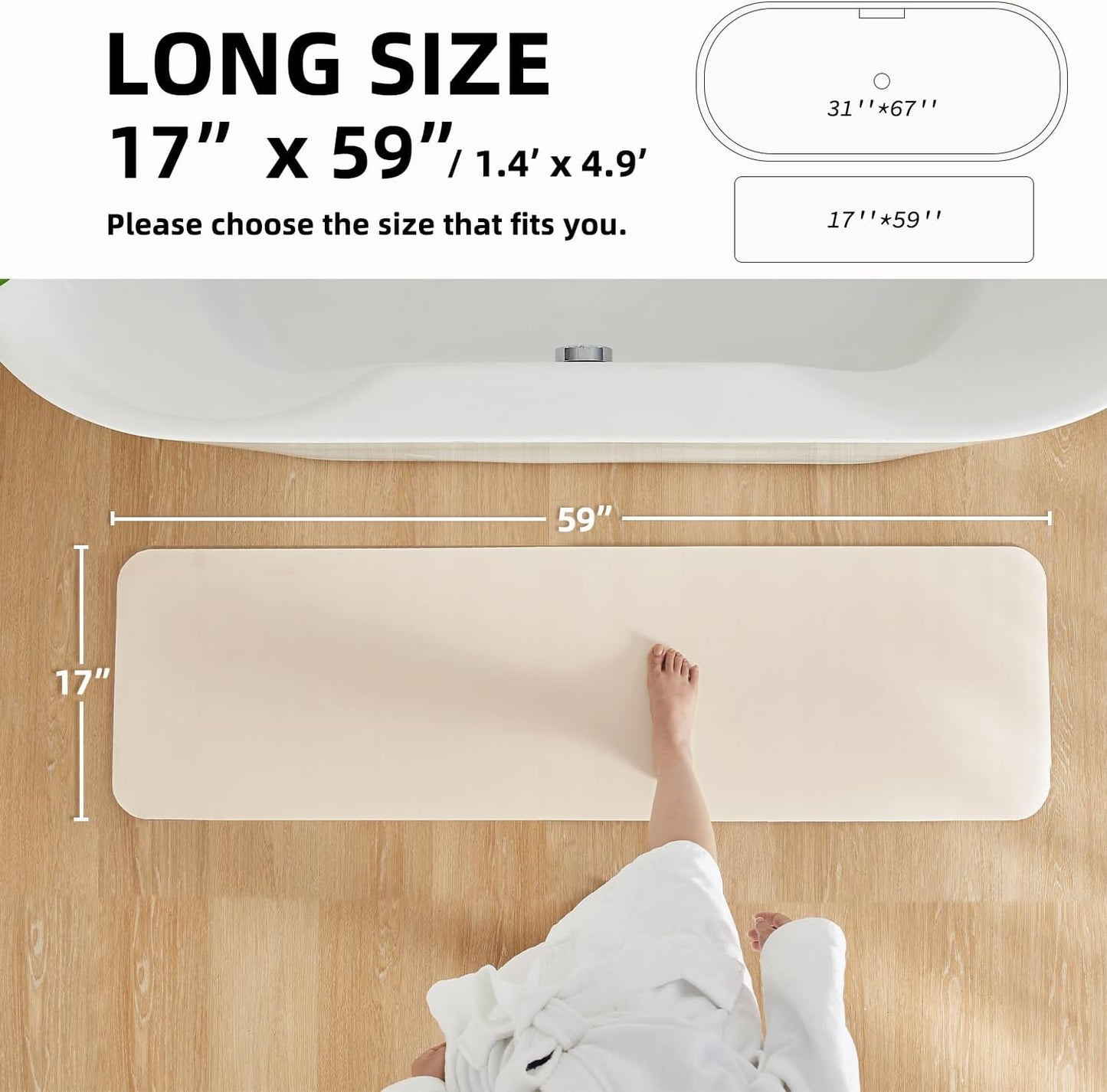 TYUU Bath Mat, Bathroom Rugs Non Slip Washable Thin Absorbent Quick Dry Bath Mat Fits Under Door Bathroom Floor Mat Perfect for Bath, Shower, or Sink 24"x36" Dark Grey