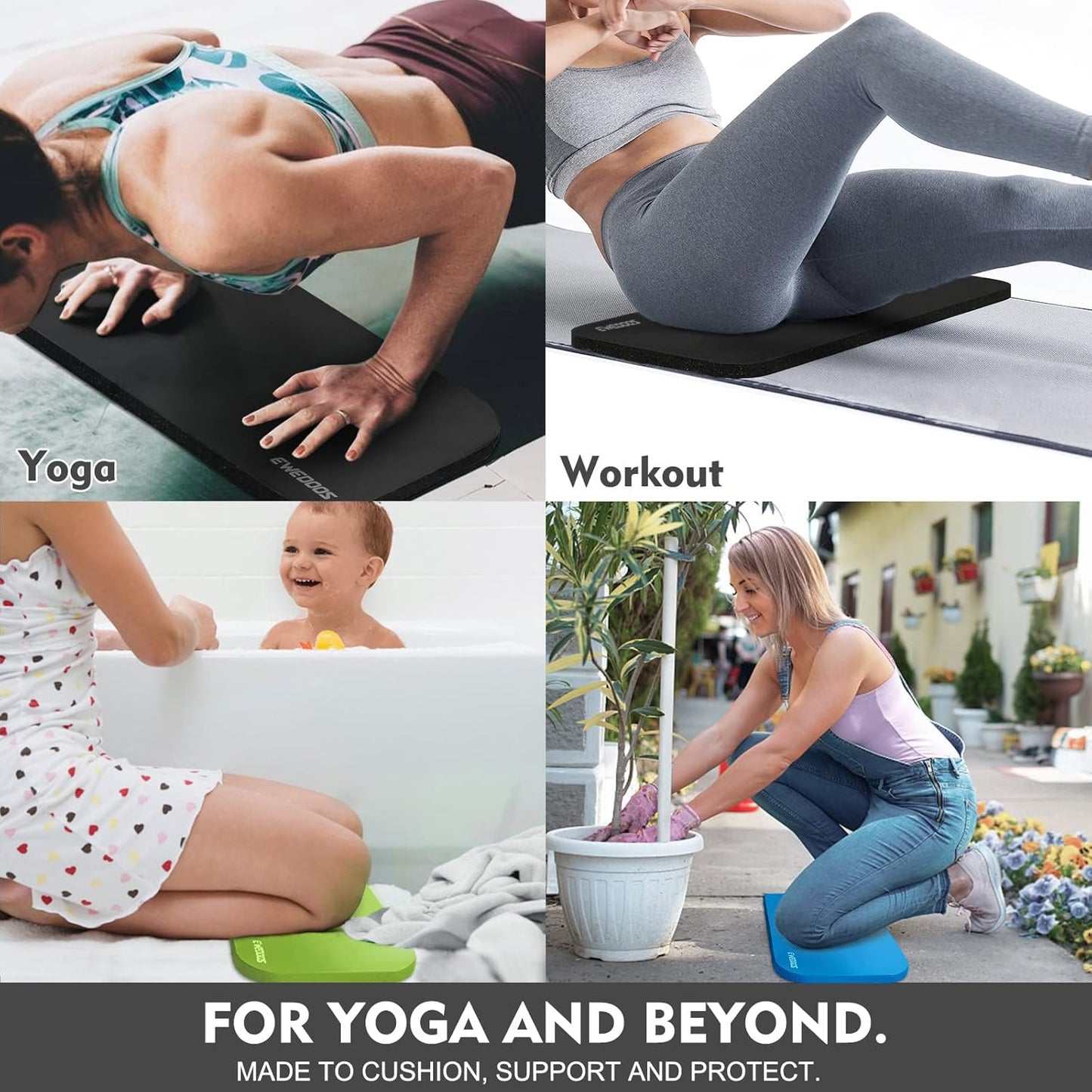 Ewedoos Yoga Knee Pad Cushion - Non-Slip Mat for Floor Exercises - Yoga Mat Accessory