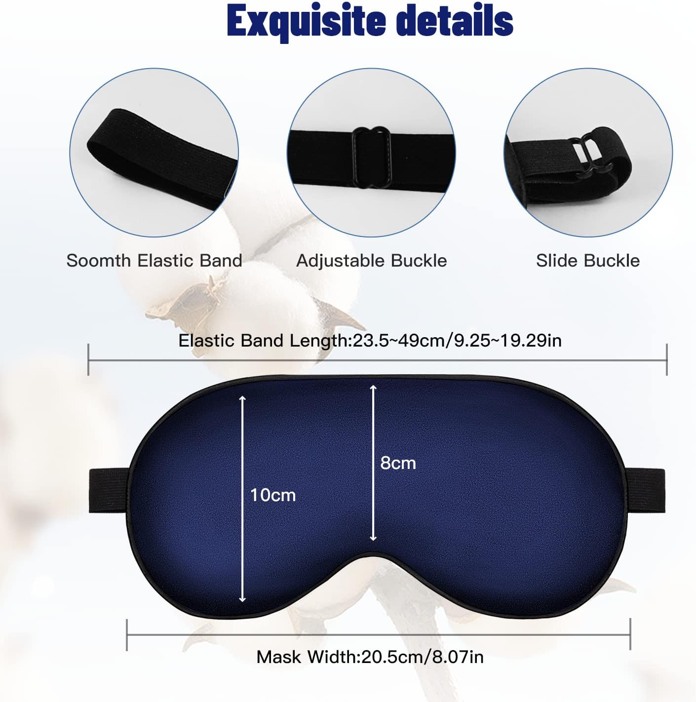 Sleep Mask, Silk Eye Mask for Sleeping with Adjustable Strap, Satin Blackout Sleeping Eye Mask for Men&Women, Comfortable Blindfold Eyeshade for Night Sleep(Black)