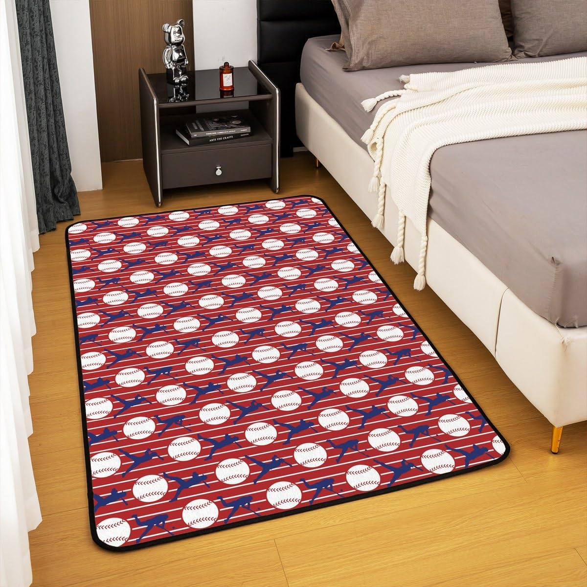 jejeloiu Basketball Living Room Rugs for Bedroom 5x7 Kids Gaming Sports Decor Carpet for Boys Girls Teens Ball Games Area Rug Soft Gift for Basketball Lover Grey and Black Room Decor