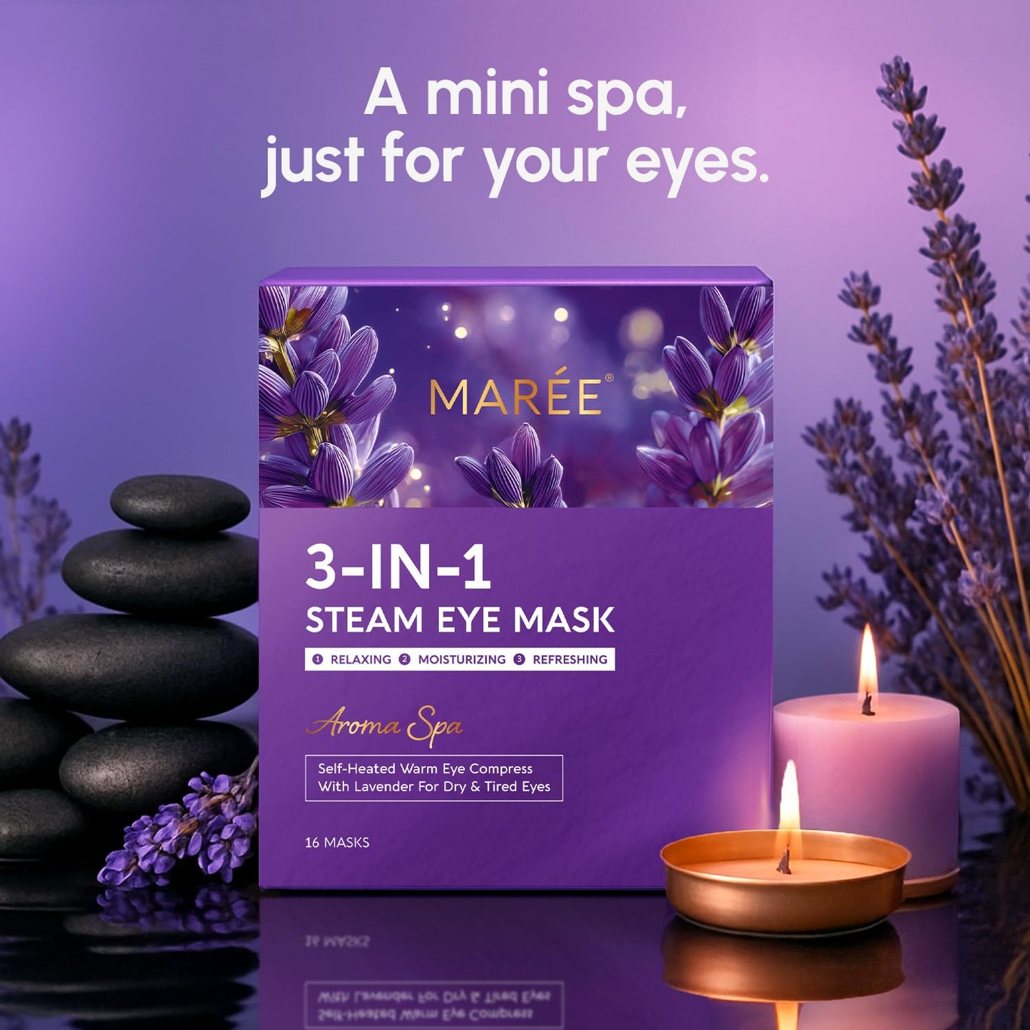 MAREE Heated Eye Masks for Dry Eyes – Steam Eye Mask Disposable – Self Heating Eye Mask for Puffy Eye – Facial Steamer Alternative for Relaxation – Warm Compress for Eyes – Spa Gift for Women