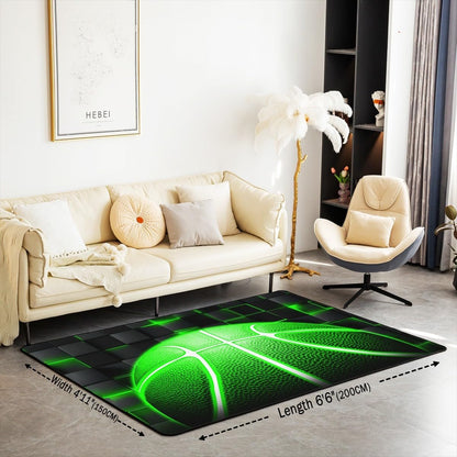 jejeloiu Basketball Living Room Rugs for Bedroom 5x7 Kids Gaming Sports Decor Carpet for Boys Girls Teens Ball Games Area Rug Soft Gift for Basketball Lover Grey and Black Room Decor