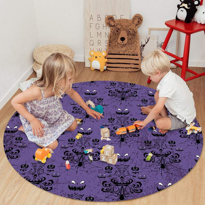 Libaoge Large Round Area Rug for Living Room Halloween Haunted Ghost House Mansion Decorative Rug Carpet Floor Mat Yoga Mat for Bedroom Kids Room Home Decor 5 ft