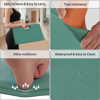 Yoga Knee Pad - Foldable Non-Slip POE Cushion, Folding Support Pad with Handle, Lightweight & Portable for Yoga, Pilates, Fitness