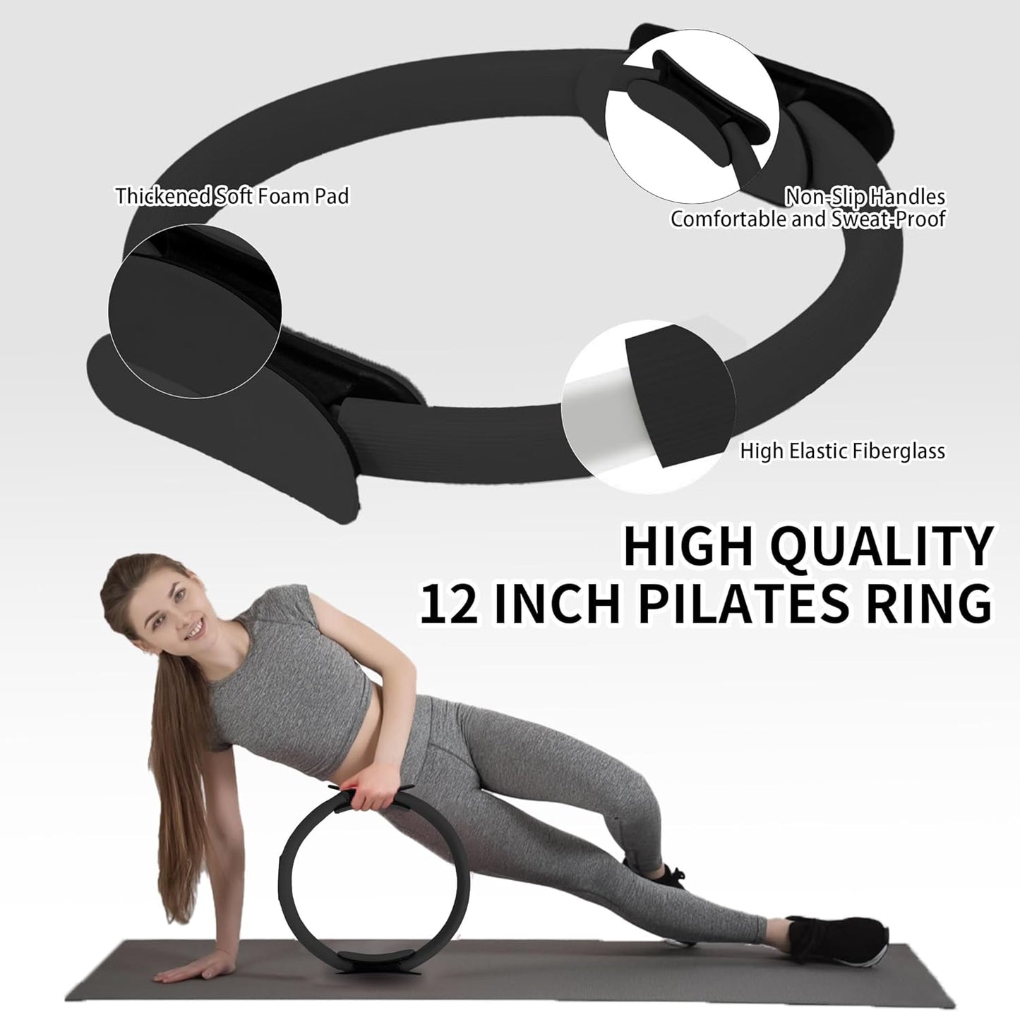 DICYWUDI Pilates Essentials Kit for Home Women, Pilates Equipment for Workouts, 6 Fabric Resistance Bands, 12 Inch Magic Circle Yoga Ring, Mini Exercise Ball, Great Exercise Equipment