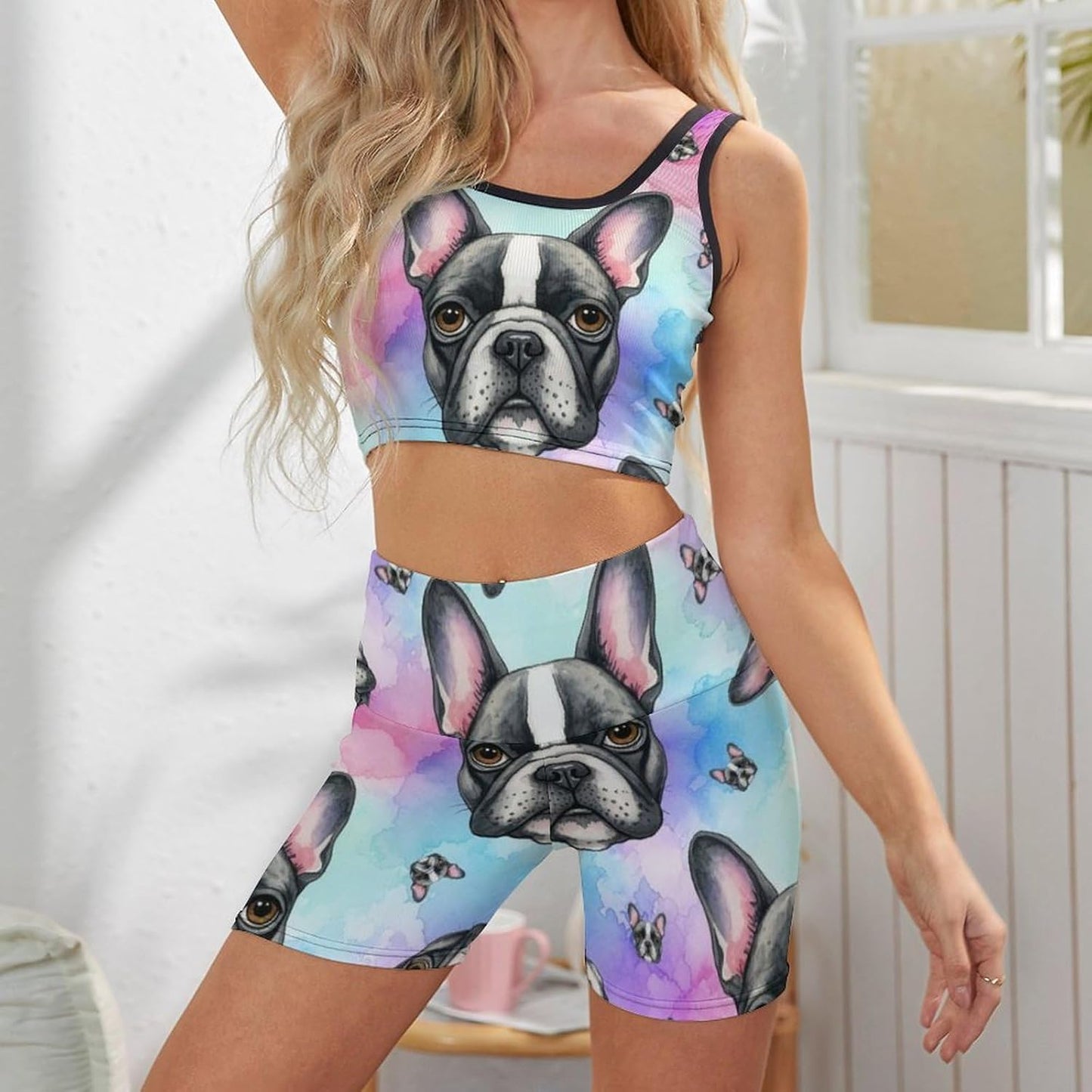 Women's Ribbed Workout Outfits, Seamless Tank and High Waist Shorts