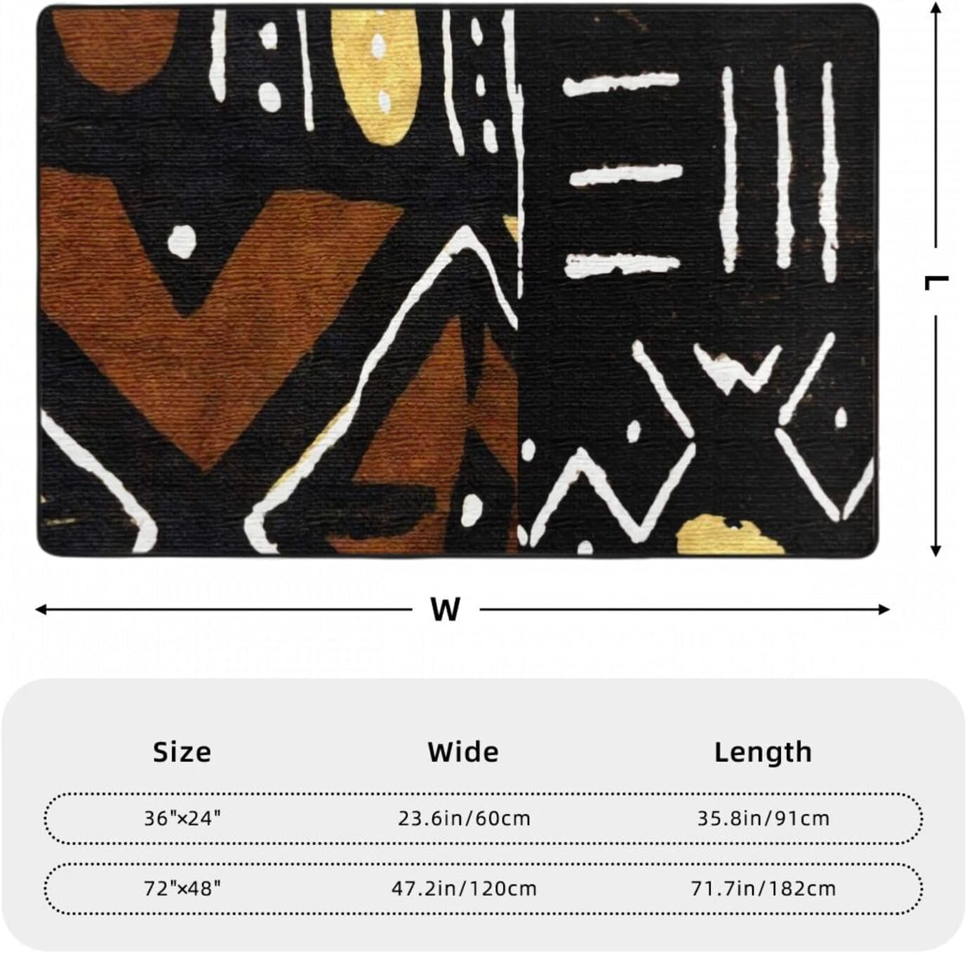 Contemporary African Mud Cloth Print 5 Super Soft Flannel Area Rug - Multi-Use Floor Mat for Bedroom, Yoga Corner & Play Spaces