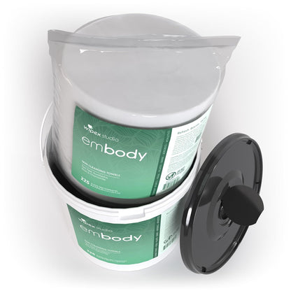 Wipex Embody Body Wipes - Large Plant-Based Cloth with Tea Tree Oil for Quick Clean Up, Ideal for Athletes, Yoga, Gym, Wrestling, Team Sports & Adults, Fitness Equipment Cleaner, 225 Count