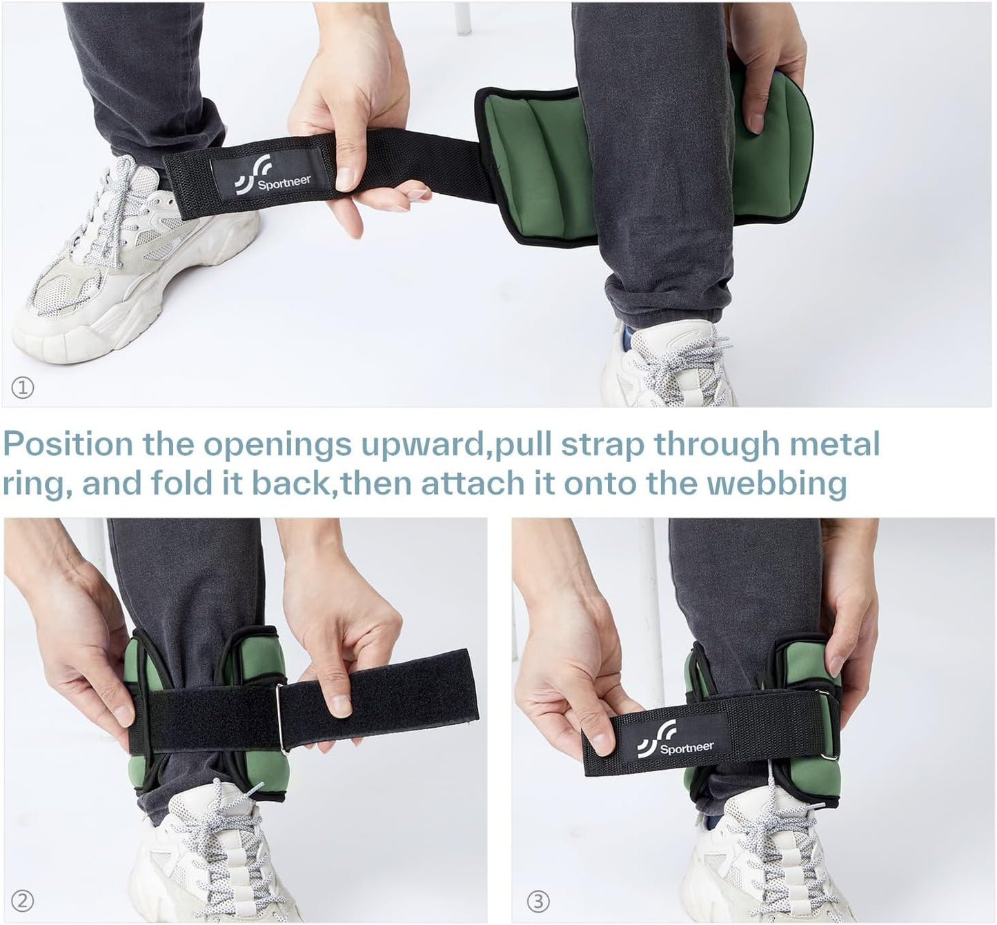 Sportneer Adjustable Ankle Weights Set - 1 Pair (2-10 lbs) Removable Sandbags for Women & Men, Comfortable Neoprene Leg Weights for Walking, Running, Pilates, Yoga, Home Workout & Physical Therapy